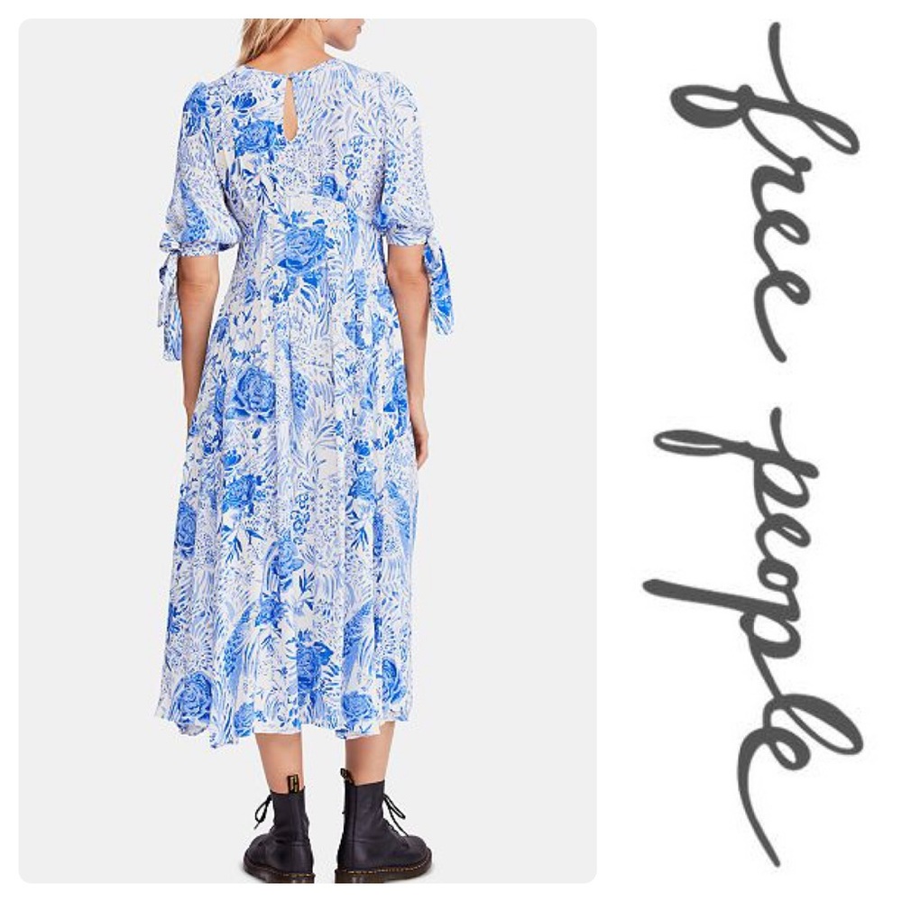 Free People Forever Always Printed Tie-Cuff Dress - Picture 3 of 8